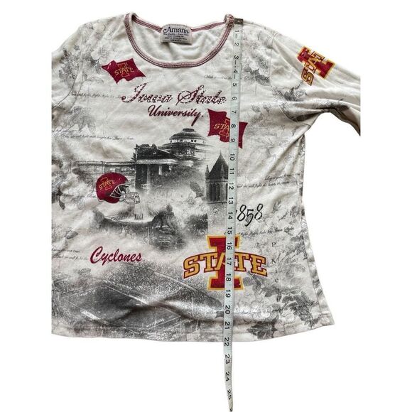 Vintage 90s Iowa State University Football Gemmed Quarter Sleeve Blouse – Size L - Picture 5 of 5